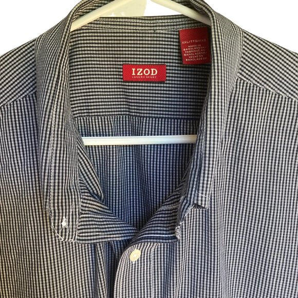 Izod Men's Button Down Black Plaid Shirt, Size XXL - Picture 3 of 5